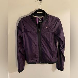 Nike Dri-Fit Running Wind Breaker Jacket Long Sleeve Mock Neck Full Zipper Small